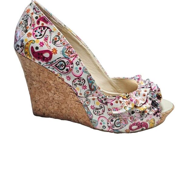Steve Madden Women's Multicolor Paisley Camio Cork Wedge Platform Shoes 6M - Picture 9 of 14